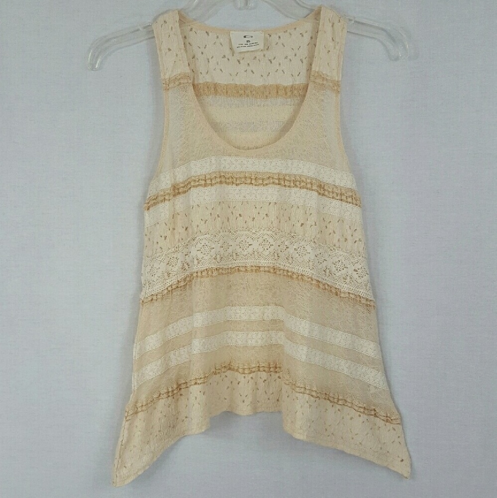 Pins and Needles Lace Cream White Boho Tank Top XS